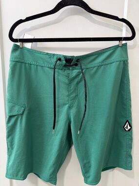 Volcom Men’s Teal Green Boardshorts with Black Drawstring